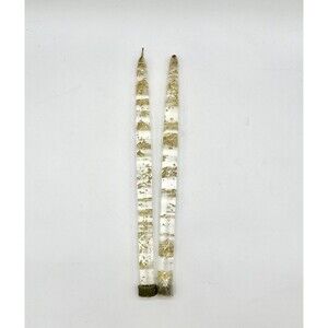 MCM Lucite Candles: 12" Gold Flecked Tapers  VINTAGE Candlesticks